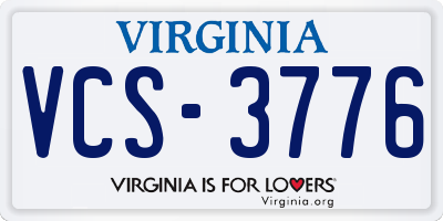 VA license plate VCS3776