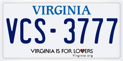 VA license plate VCS3777
