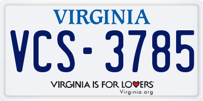VA license plate VCS3785