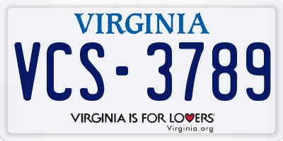 VA license plate VCS3789