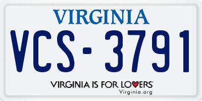 VA license plate VCS3791