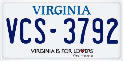 VA license plate VCS3792