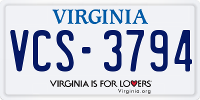 VA license plate VCS3794