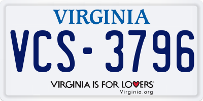VA license plate VCS3796