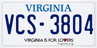 VA license plate VCS3804