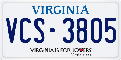 VA license plate VCS3805