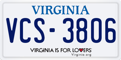 VA license plate VCS3806