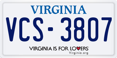 VA license plate VCS3807