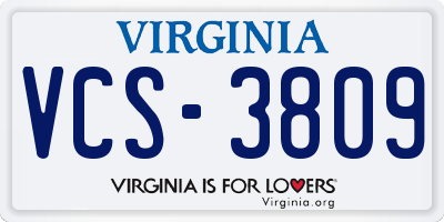 VA license plate VCS3809