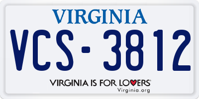 VA license plate VCS3812