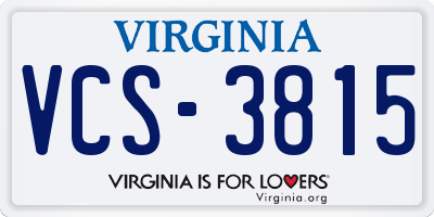 VA license plate VCS3815