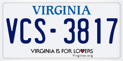 VA license plate VCS3817