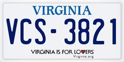 VA license plate VCS3821
