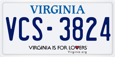 VA license plate VCS3824