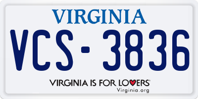 VA license plate VCS3836