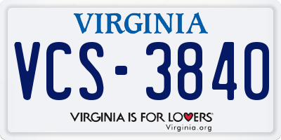 VA license plate VCS3840