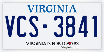 VA license plate VCS3841