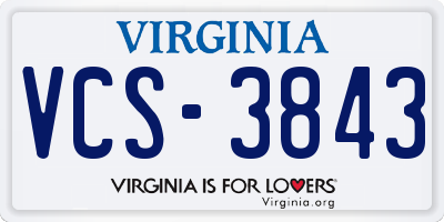 VA license plate VCS3843
