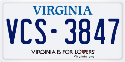 VA license plate VCS3847