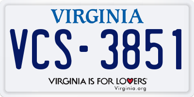 VA license plate VCS3851
