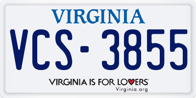VA license plate VCS3855