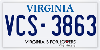 VA license plate VCS3863