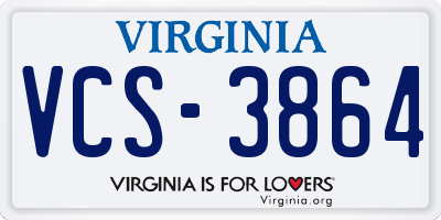 VA license plate VCS3864