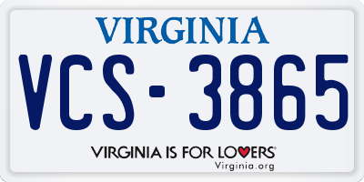 VA license plate VCS3865