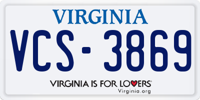VA license plate VCS3869