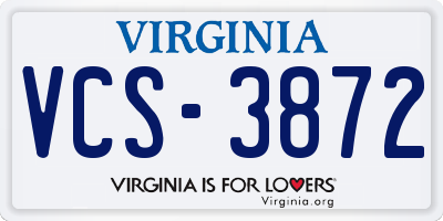 VA license plate VCS3872