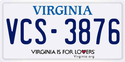 VA license plate VCS3876