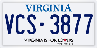 VA license plate VCS3877