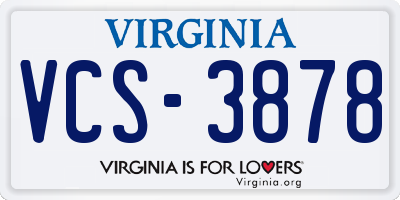 VA license plate VCS3878