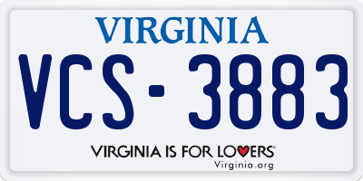 VA license plate VCS3883