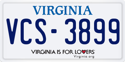 VA license plate VCS3899