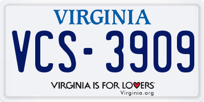 VA license plate VCS3909
