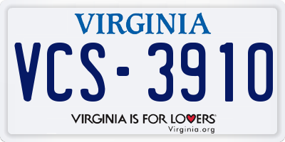 VA license plate VCS3910