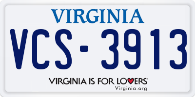 VA license plate VCS3913