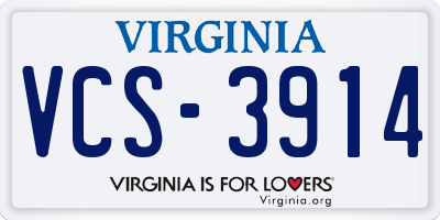VA license plate VCS3914