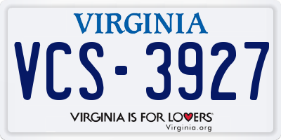 VA license plate VCS3927