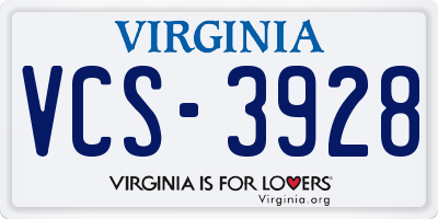 VA license plate VCS3928