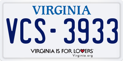 VA license plate VCS3933