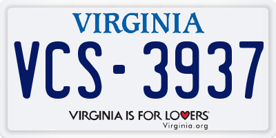 VA license plate VCS3937