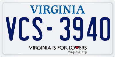 VA license plate VCS3940