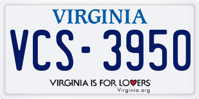 VA license plate VCS3950