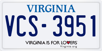 VA license plate VCS3951