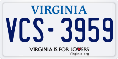 VA license plate VCS3959