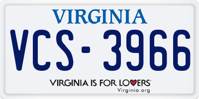 VA license plate VCS3966