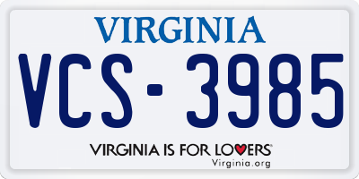 VA license plate VCS3985