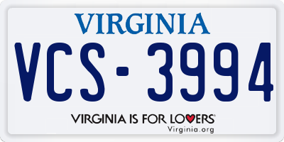 VA license plate VCS3994